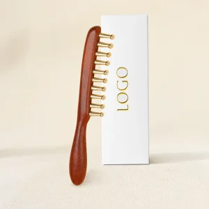 Hair Accessories Kansa Wand Gua Sha Brush Scalp Comb Therapy Massage Tools Head Guasha Wooden Tightening Head Scalp Massager