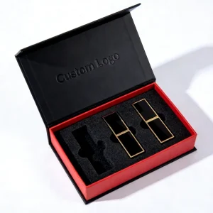 Handmade Custom Beauty Lip Gloss Blush Cosmetic Packaging Luxury Clamshell Magnetic Box Art Paper Gold Foil EVA