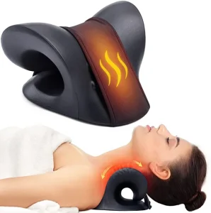 Heated Cervical Traction Device Pillow with Graphene Heating Pad Neck Stretcher with Heat Neck and Shoulder Relaxer