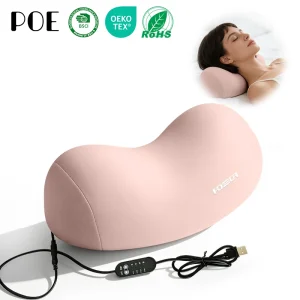 Heated Memory Foam Quilted Customizable Portable Travel Pillow for Cervical Neck Traction Therapy Hotel Sleeping Use