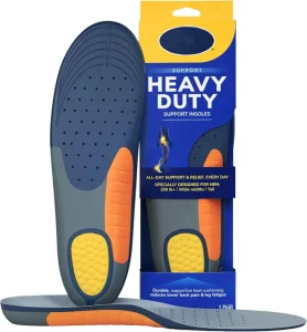 Heavy Duty Orthotic Insoles for Men Support Insole Shock Absorbing Arch for Big Tall 200lbs+ Wide Feet Trim Fit Inserts for Work