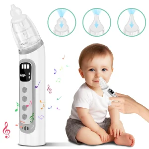 High Power Electric Baby Nasal Aspirator Adjustable Suction Food Grade Silicone Tips Portable Newborn Nose Congestion Relief