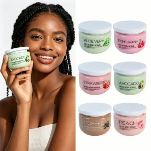 High Quality Private Label Body Scrub OEM Organic Coffee Avocado Strawberry Peach Exfoliating Body Scrub