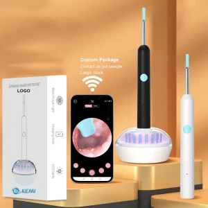 Home Use Portable Wifi Otoscope Camera Visual Ear Wax Cleaner 9 Accessories 8pcs Spoon Head Smart Electric Earpick Remover Tool