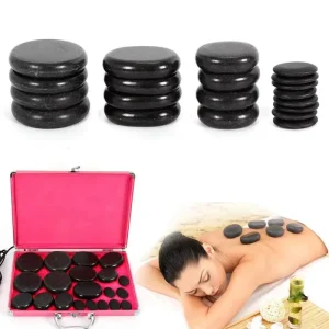 Hot Stone Massage Kit with Heater Volcanic Basalt Stones Digital Temp Control for SPA Salon Home Use