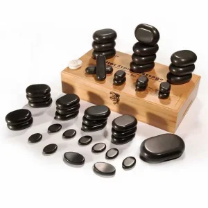 Hot Stone Set Spa Body Massage Stone Kit with a Bamboo Box for Salon & Home Therapy Use