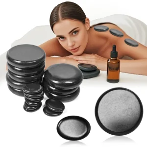 Hot Stones 16Pcs Basalt Massage Stones Tools for Home Spa Massage Kit for Back Shoulders Neck Leg