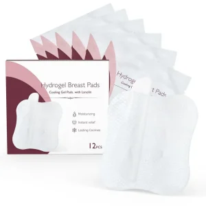 Hydrogel Breast Pads with Lanolin Cooling Sheets for Sore Nipples Instant Relief Lasting Coolness for Breastfeeding Moms