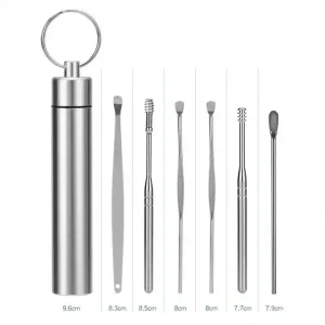 K04 Set 6Pcs Stainless Steel Earpick Wax Remover Curette Ear Pick Cleaner Ear Cleaner Spoon Care Ear Clean Tool