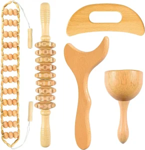Kimriber Anti Cellulite Wooden Massage Tools Rolling Stick Colombian Wood Therapy Kit Maderoterapia Wood Therapy Tools Set