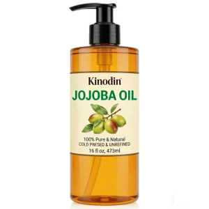 Kinodin Organic Cold Pressed Jojoba Carrier Oil 473ml Natural Extract Essential Liquid Hair & Skin Care Deeply Moisturizing Body