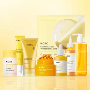 Koec Kojic Acid Turmeric Korean Skincare Set Capsule Cream Gel Mask Toner Pads Wrapping Mask Serum EyeCream Shower Hydration OEM