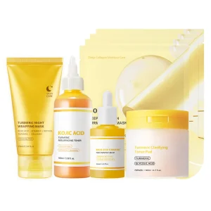 Kojic Acid Turmeric Travel Size Facial Body Skin Care Set Toner Peel-off Mask Essence Cotton Pad Processing Customization All