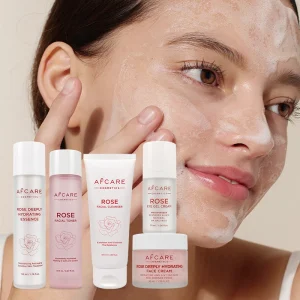 Korean Full Body Skin Care Set Sulfate Free Moisturizing Rose Hyaluronic Acid Whitening for Face