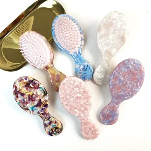 Korean Style Sweet Cute Oval shaped Women Wide Tooth Hair Brush Air Cushion Massaged Cellulose Acetate Hair Comb