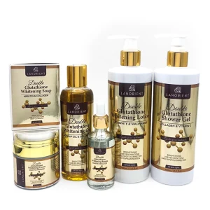 LANORIENT Bleaching Body Lotion Double Glutathio Vitamin C Serum Dark Spot Face Cream Soap Whitening Skin Care Set