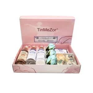 Lavender Spa Gift Set for Women Body Lotion Bath Salt Essential Oil Soap Flower & Scented Candle Relaxing Home Care