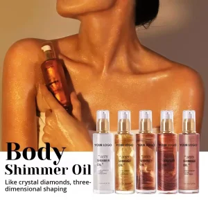Long Lasting Liquid Highlighter Bronze Golden Glow Glitter Body Shimmer Oil Body Massage Oil Beauty Skin Care