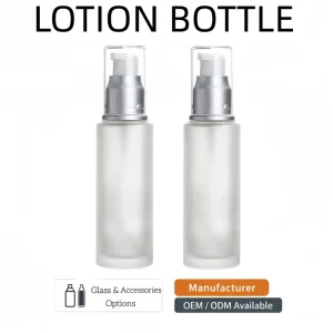 Lotion Pump Cap Screen Printed Matte Frosted Cylinder 100ml 120ml Empty Hair Oil Skincare Lotion Serum Glass Bottle
