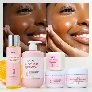 Luxurious Face & Body Care Vitamin C Whitening Moisturizer Cream Serum Lotion Soap Set for Women