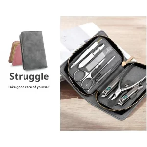 Luxurious High Quality Stainless Steel Manicure & Pedicure Set Nail Clipper Personal Care Tools with PU Leather Box Packaging