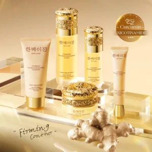 Luxurious Natural Hanmj Turmeric Niacinamide Skin Care 5 Piece Collection for Full Body Brightening Pores Clearing Maintenance