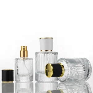 Luxury 30ml 50ml 100ml Cylinder Shape Striped Glass Classical Fragrance Parfum Spray Empty Perfumes Packaging Bottles