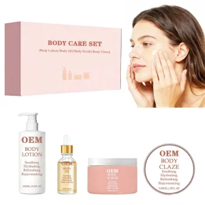 Luxury Body Care Set with Lotion, Oil & Scrub Deep Hydration, Exfoliation & Skin Repair OEM/ODM Private Label
