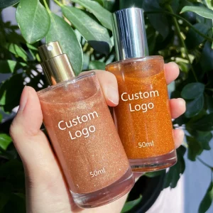 Luxury Body Oil Custom logo Glowing Skin Shimmering Flash Glitter Gold Portable Glow Body Shimmer Oil Spray Other Body Care