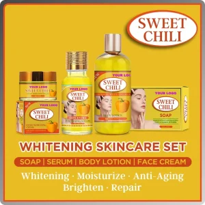 Luxury Sweet Chili Skin Care Set Organic Niacinamide Vitamin B5 Hyaluronic Acid Paraben free Moisturizing Oil Control Whitening