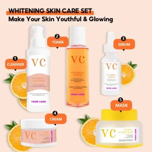 Luxury Vitamin C Skin Care Set Organic Herbal Mineral Hyaluronic Acid Jojoba Oil Paraben free Repair Moisturizing Whitening
