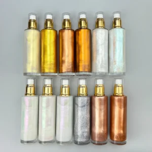 MLM Custom Cosmetics Liquid Body Oil Makeup Highlighter Tk Bestselling Glitter Private Label Chemical Body Shimmer Oil