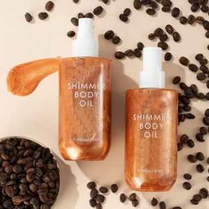 MLM Private Logo Body Mist Custom Logo 210ml Shimmer Body Oil Spray Nozzle Body Shimmer Oil Flavor & Fragrance