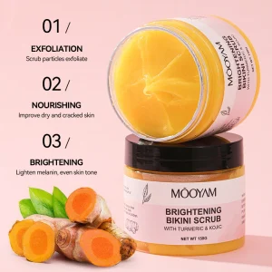 MOOYAM Underarm Whitening Exfoliating Scrub with Good Ingredient Turmeric Brightening Bikini Whitening Fruit Sugar Body Scrub