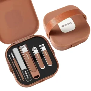MS-1185 Portable Manicure Set 6pcs Anti splash Nail Clippers Beauty Care Nail File Earpick Gift Box Kit