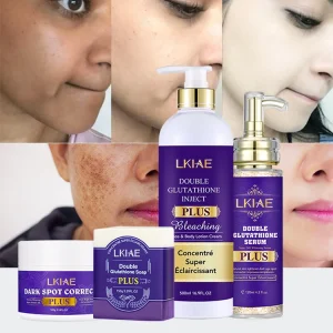 Manufacturer 5 Days Bleaching Body Lotion Double Glutathione Vitamin C Serum Dark Spot Face Cream Soap Whitening Skin Care Set