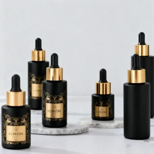 Matte Black Glass Serum Dropper Bottle 5ml 10ml 20ml 30ml 50ml 100ml for Essential Oil and Cosmetics Hair Oil Bottle
