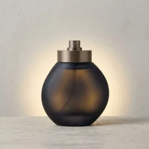 Matte Brown Crimped Glass Perfume Spray Bottle Frost Decal 50ml 100ml OEM Custom