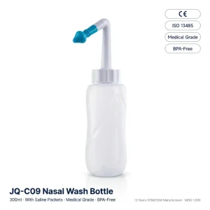 Medical Grade 300ml Nasal Wash Bottle with Saline Packets Portable Neti Pot Nose Cleaner for Sinusitis Relief BPA Free