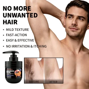 Men Hair Remover Cream Body Hair Removal Cream Fast Action Painless Body Hair Removal Cream for All Skin Types