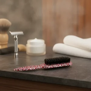 Men’s Beard Brush Leopard Print Wood Handle Bristles Hair Beard Brush Comb Barber Accessories