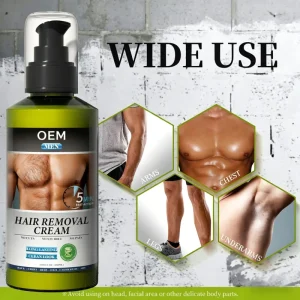 Men’s Hair Removal Cream No Cuts No Stubble Gentle Depilatory Cream for All Body Areas