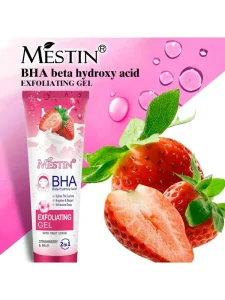 Mestin Strawberry & Milk Exfoliating Gel Deep Cleansing Moisturizing & Brightening Face & Body Scrub for All Skin Types 120g