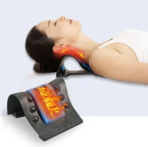 Mini Portable Neck Care Massage Cervical Pillow Pain Relief Traction and Heat Therapy Device
