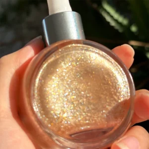 Mlm Custom Makeup Organic Beauty Products Shimmer Body Oil Glitter Luxury Liquid Face Body Oil