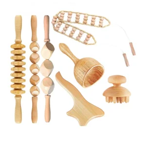 Modern Style Wood Therapy Tools Wooden Massage Belt with Timing Control Body Shaping Fatigue Removal Home Use Kit