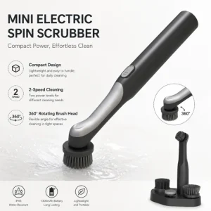 Multifunction Portable Scrubber Lightweight IPX5 Waterpoof Multiple Brush Heads Electric Cleaning Brush for Deep Cleaning