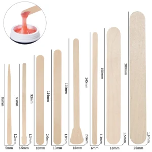 Multiple Size Options Natural Birch Wood Wax Sticks Disposable Wax Spatulas for Wax Mixing and Application
