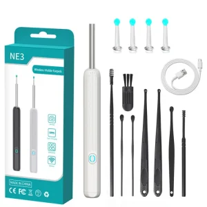 NE3 Rechargeable Earwax Remover Smart Visual Earwax Cleaning Kit with 7 Pcs Ear Set for Daily Ear Pick