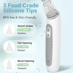Nasal Aspirator Electric Nose Aspirator Nose Sucker Automatic Nose Cleanser with Music and 3 Silicone Tips